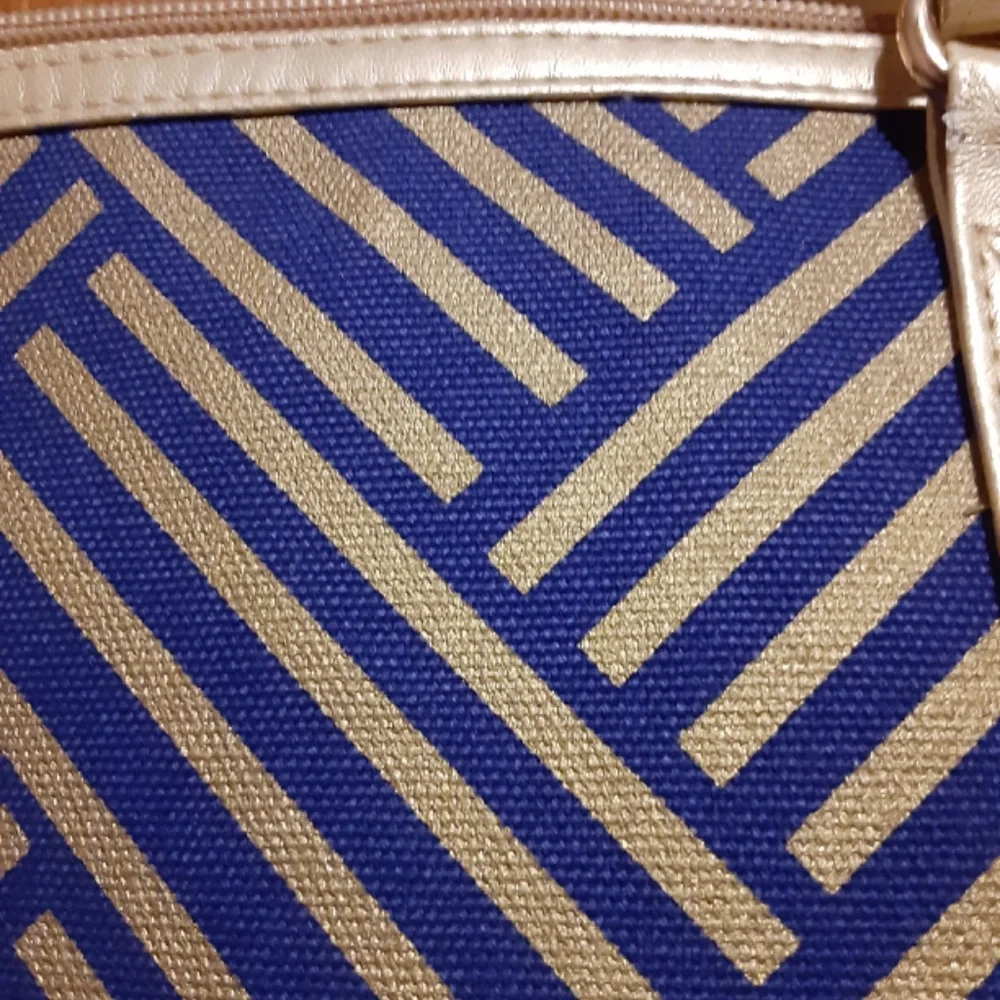 Kirkland's Metallic Gold & Blue Geometric Pattern Tote Bag